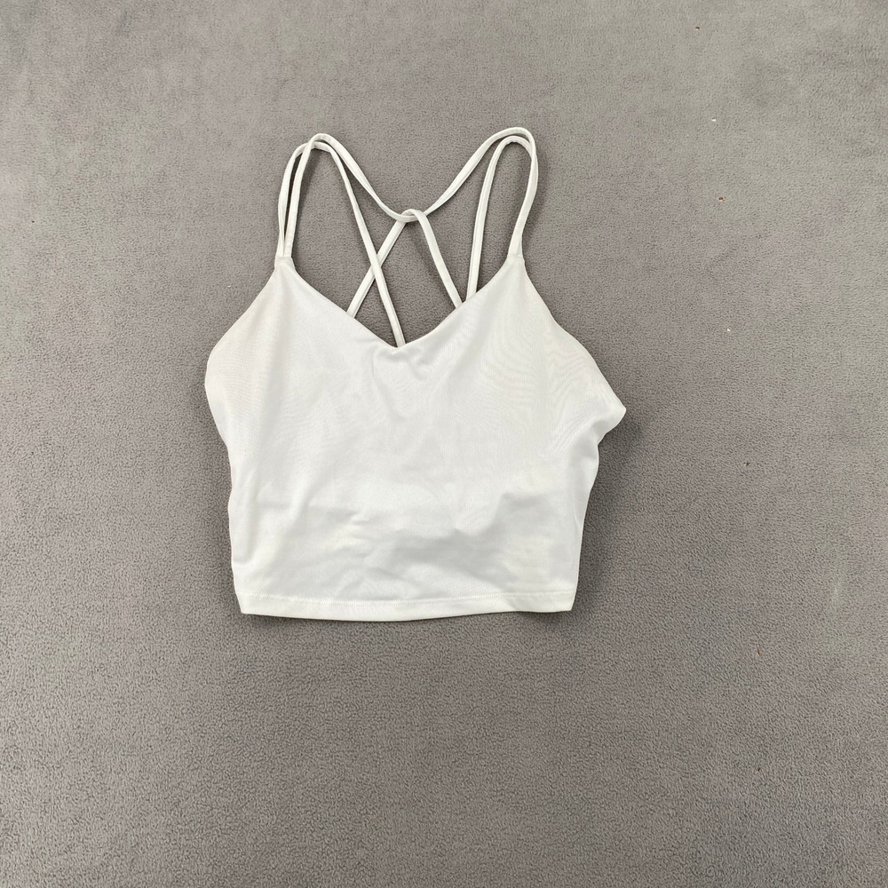 Old Navy Active PowerPress White Strappy Back Light Support Sports Bra Small